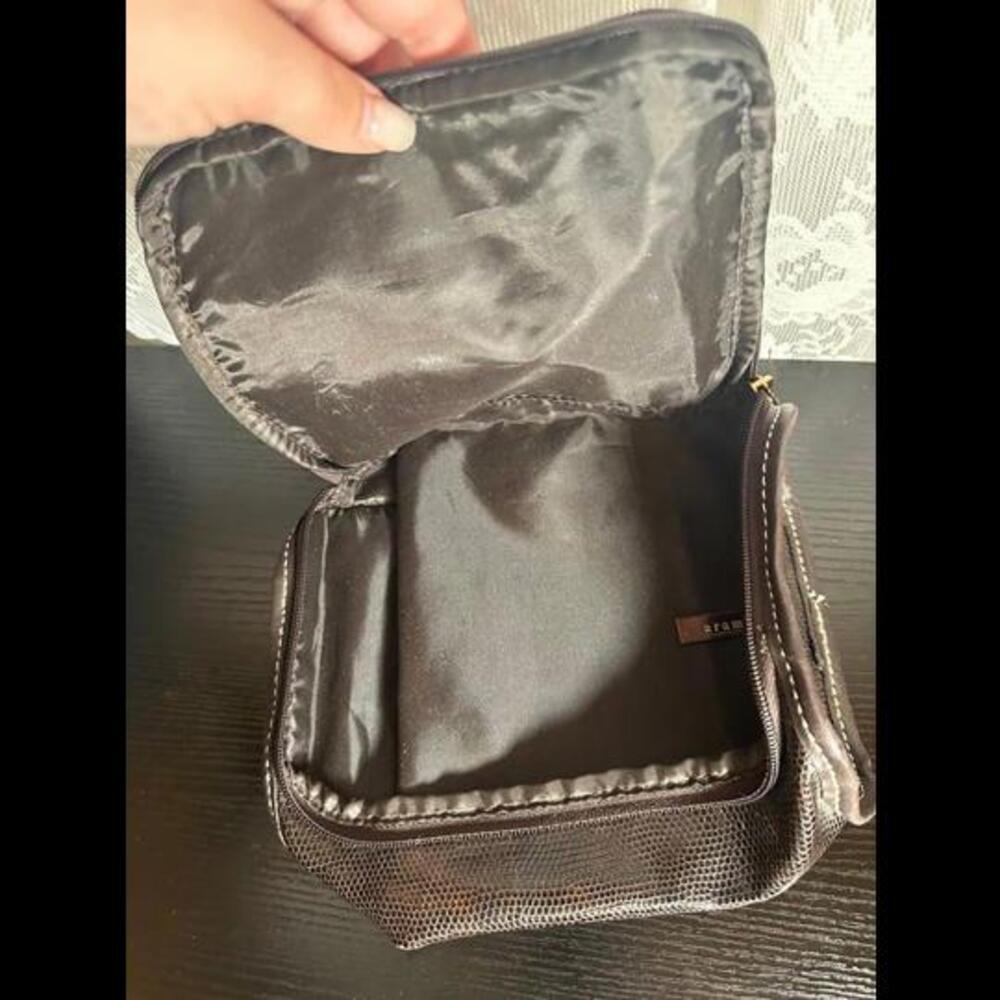 Aramis Brown Mesh Cosmetic Bag with Zipper Closure - Picture 2 of 3